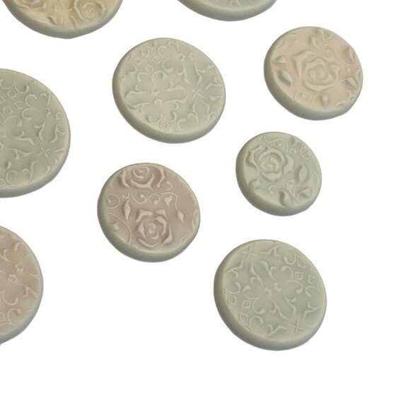 14 Magnets Floral Rose Lace Handmade Polymer Clay Multicolor Muted Pastel - Picture 5 of 8
